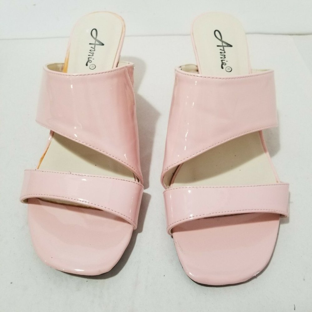 Anne Brand PInk Patent Leather Sandals with jeweled Heel size 11M